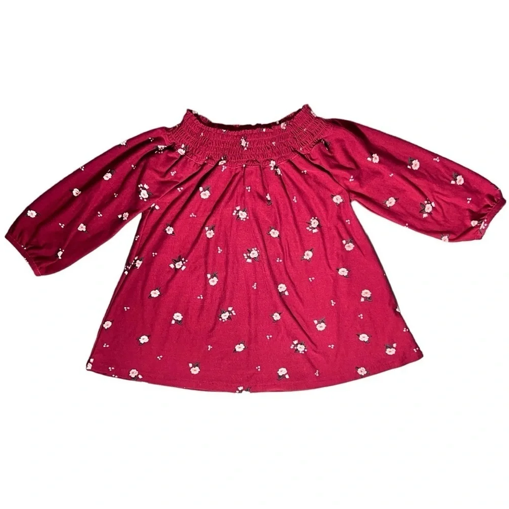 Old Navy burgundy floral 3/4 sleeve top